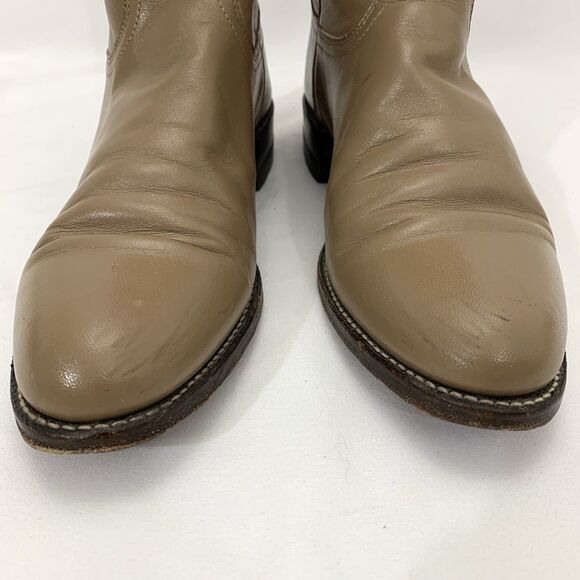 Justin Women Western Sz 6.5 B Tan Leather Round Toe Pull On Cowgirl Boot L3710 - Picture 10 of 13